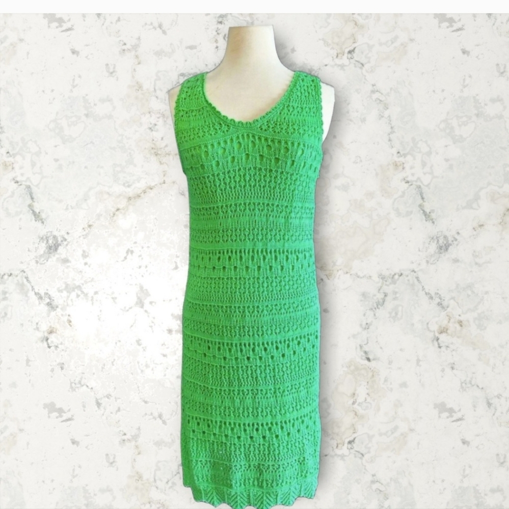 Freshman Vibrant Green Crochet Dress